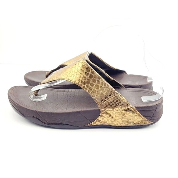 Fit‎ Flop Gold Animal Print Sandals - Size 9 - Picture 4 of 8